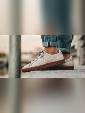 Puma CLYDE Cream Low-Top LEATHER Sneakers with Gum Sole